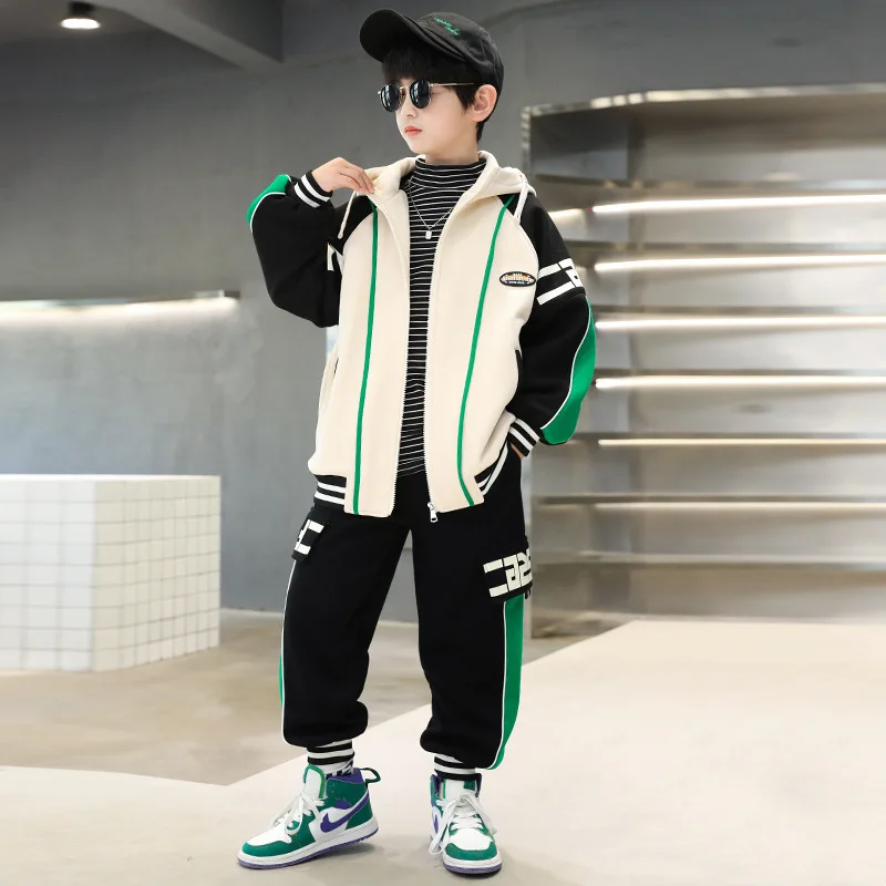 Boys Coat +Pants Kids Sets Tracksuit 2PCS/Set 2023 Elegant Spring Autumn Cotton Outfits Jogging Suit Children Clothing