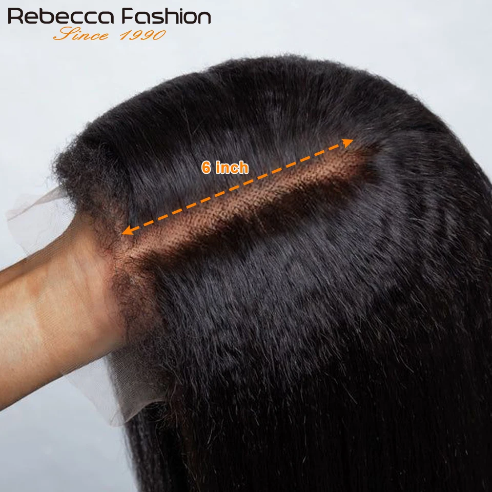 Natural Black Kinky Straight Wig Human Hair Wigs PrePlucked Lace Front Bob Lace Wig For Woman Human Hair Lace Wig Middle Part