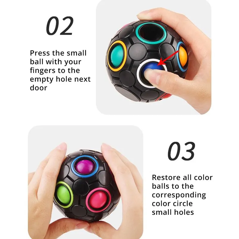 1Pcs Black Magic Rainbow Ball Kid Release Stress Toys Game Set Bundle Stress Ball Brain Games