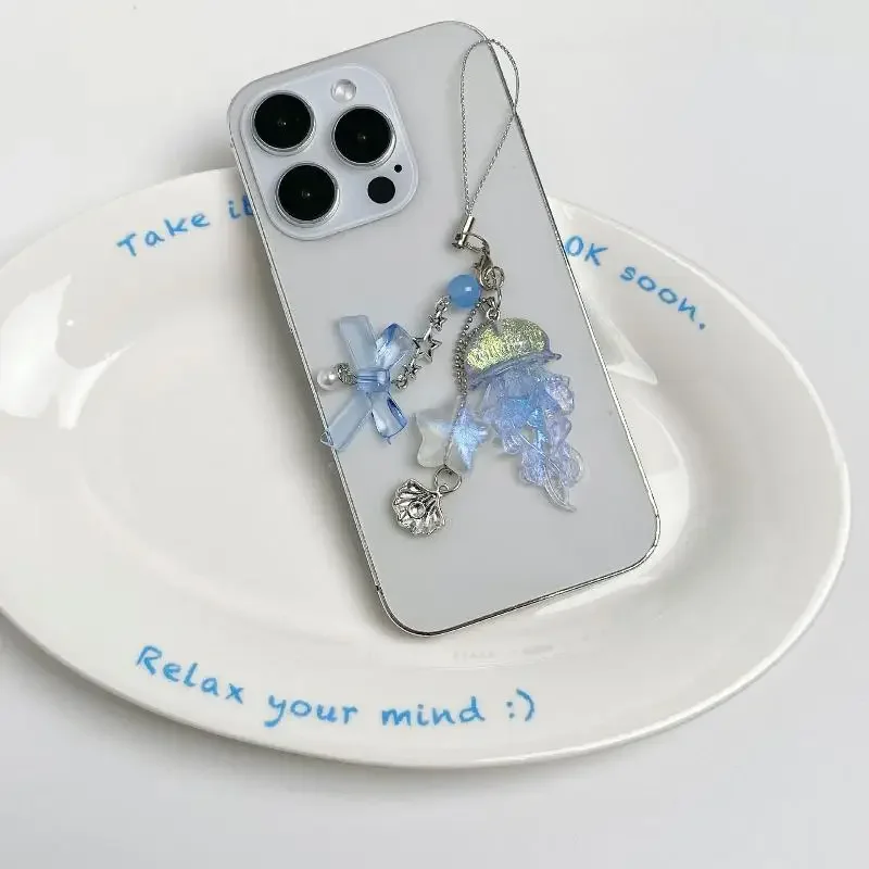 الوردي قنديل البحر الهاتف سحر نجم البحر حورية البحر ذيل السمكة القوس حبة Fairycore المفاتيح المحفظة المدرسية مفتاح السيارة ديكور المجوهرات #3