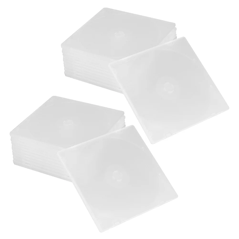 20pcs Ultra Slim CD Case Clear Portable DVD Storage Container Organizer Box Multiple Function Plastic Home Cinema Use