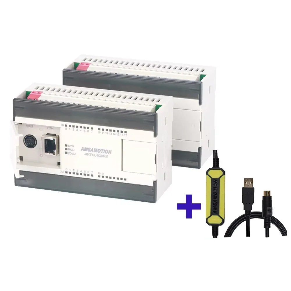 Ethernet PLC FX3U-M26MT-E Replace Mitsubishi Programmable Controller Logic Relay Transistor Analog Board Free USB-SC09-FX Cable