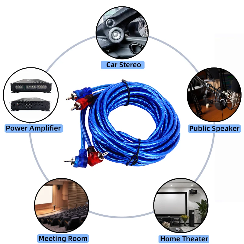 0.5/1/3/5M Car Amplifier Cable Installation RCA Jack Copper Wire Digital Stereo Hi-fi Audio RCA Connector for Vehicle