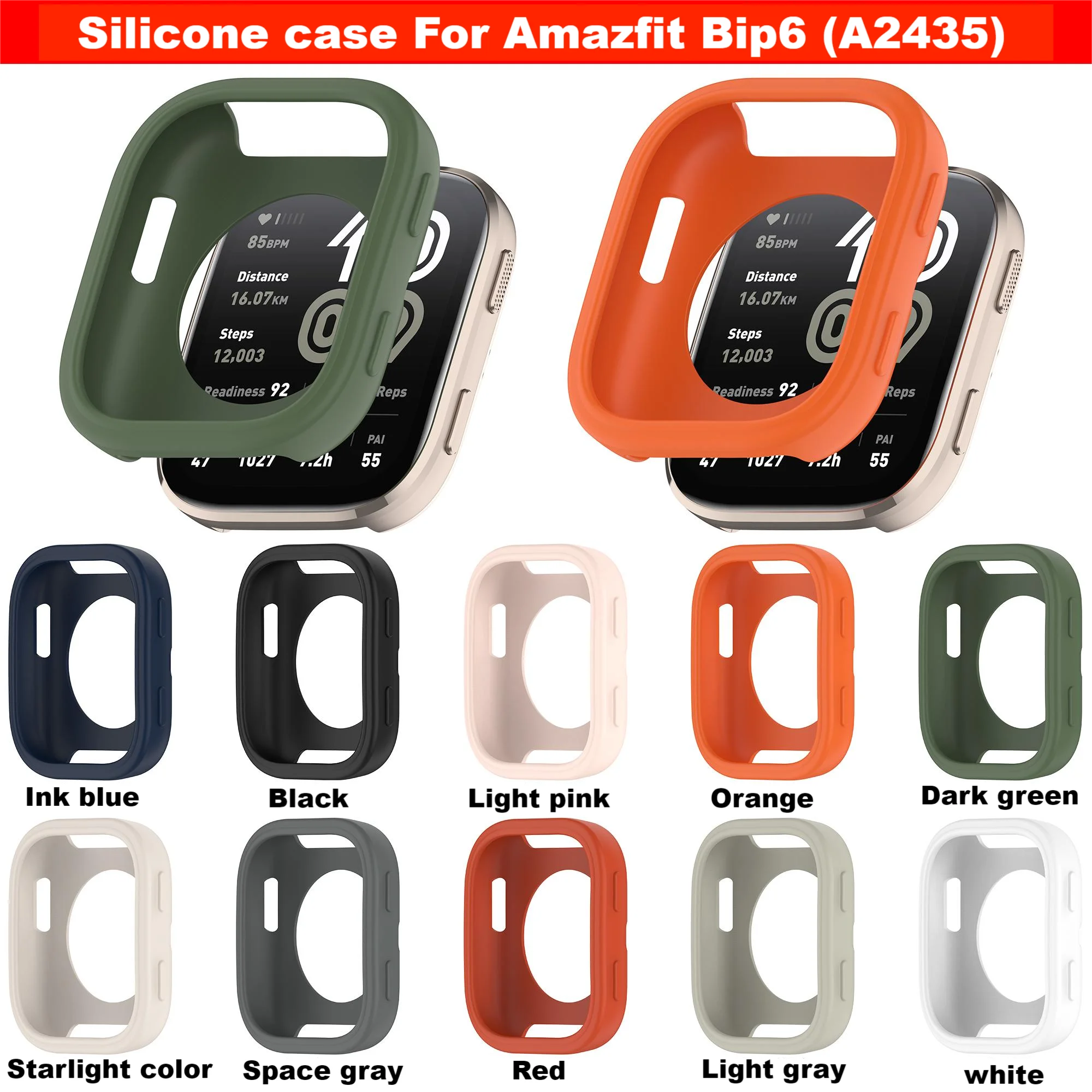 Soft Case for Amazfit Bip6 (A2435) Smart Watch Shell Screen Protector Silicone Rubber Bumper for Amazfit Bip 6 Cover Accessori