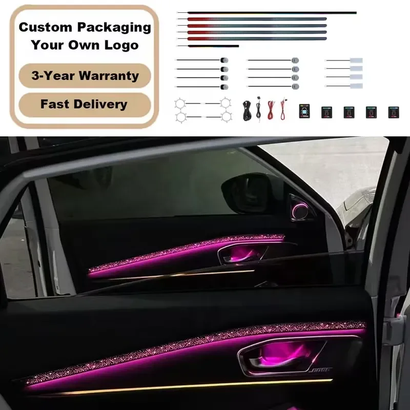 【CHIMU HOME】 Tren Terbaru Lampu Interior Mobil Langit Berbintang Kit Pencahayaan Ambient Mobil Universal RGB Symphony 18 in 1 Lampu LED untuk