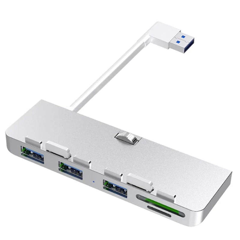 Aluminum Alloy USB 3.0 Hub 3 Port Adapter Splitter with SD/TF Card Reader for 21.5 27 PRO Slim Unibody Computer