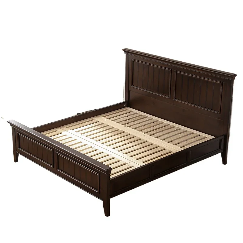 

American style, solid wood double bed, high quality bedroom, furniture combination mahogany