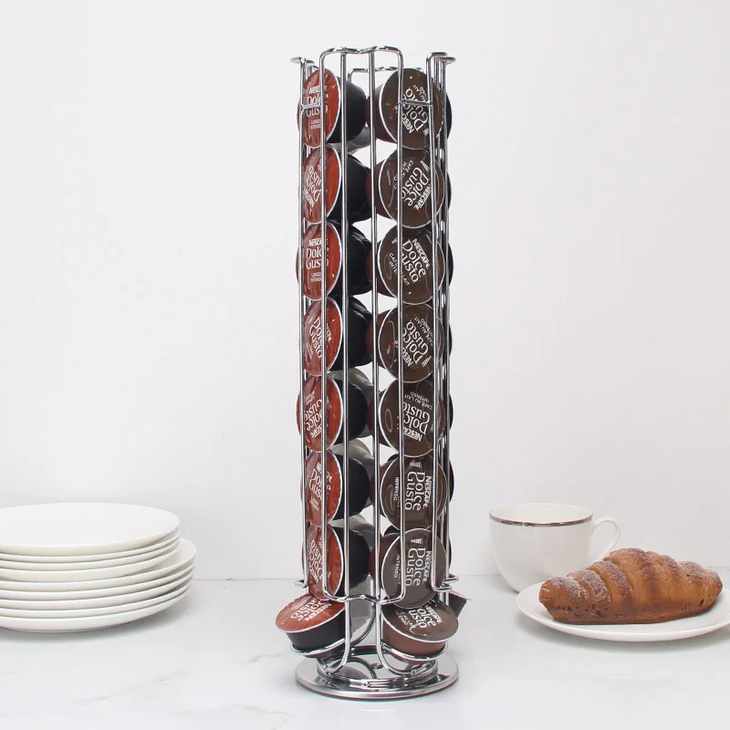 Dolce Gusto Capsule Holder Stand Shelves Storage Racks Metal Rotatable 24/32/35 Pcs