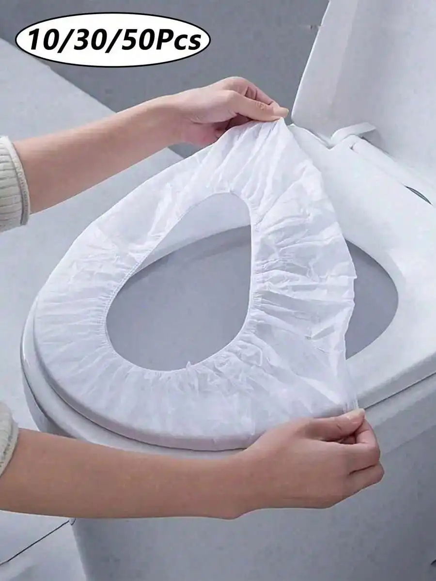 

Disposable Toilet Seat Covers 10/30/50pcs Hygienic Travel Bathroom Accessory Waterproof Portable White