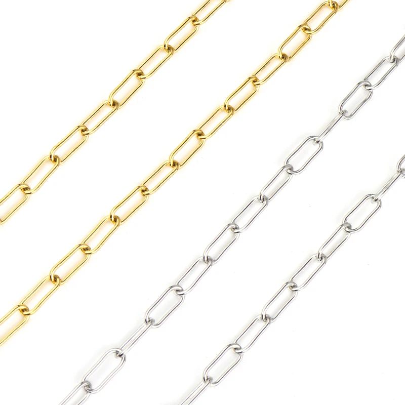 1-5M/Roll Stainless Steel Paperclip Chain Gold Steel Color for DIY Jewelry Making Findings Necklace Bracelet Crafts Components