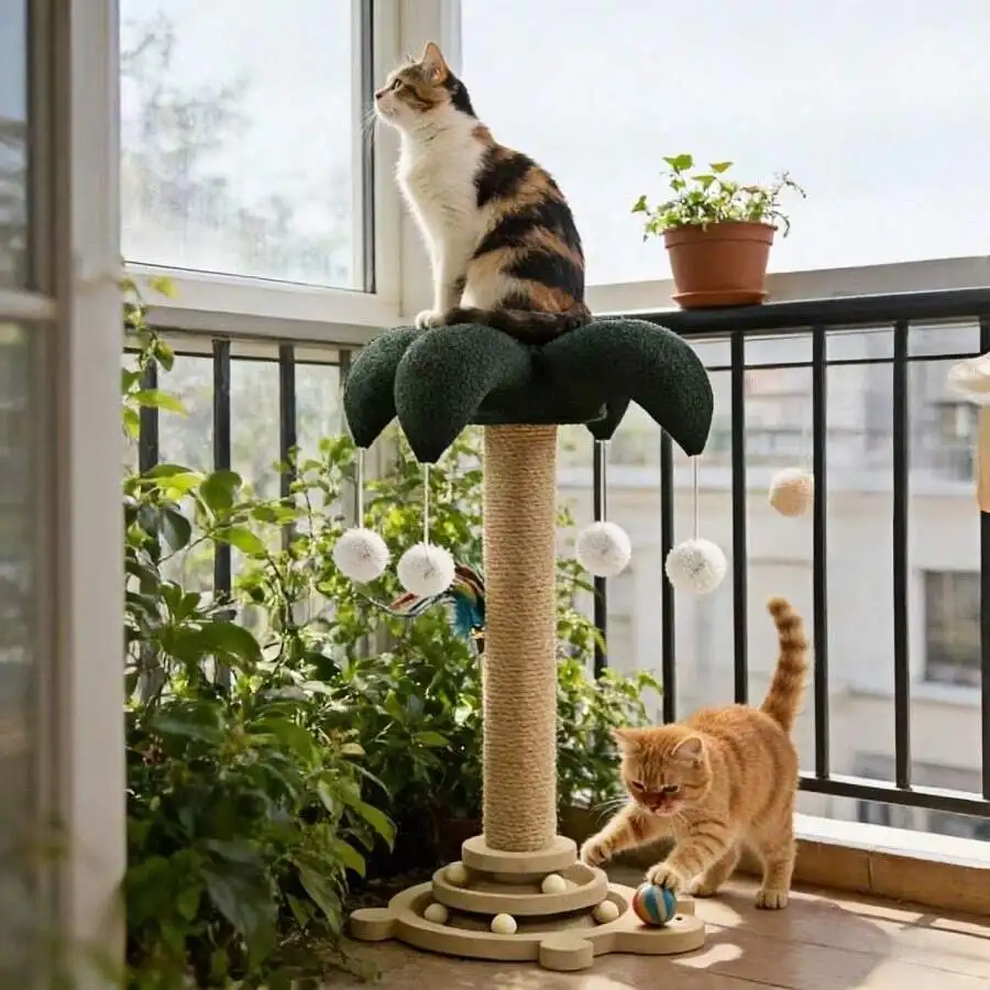 Clown Hat Cat Climbing Frame-Durable Wood Fiber Structure, Suitable For Indoor Cats, Stable Base And Anti-Toppling Design-Easy T