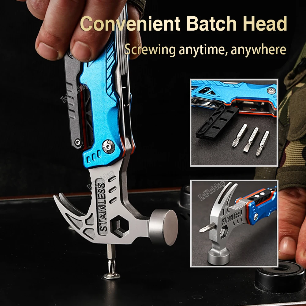 Newest Multifunctional Pliers Multitool Claw Hammer Stainless Steel Tool With Nylon Sheath For Outdoor Survival Camping Hiking