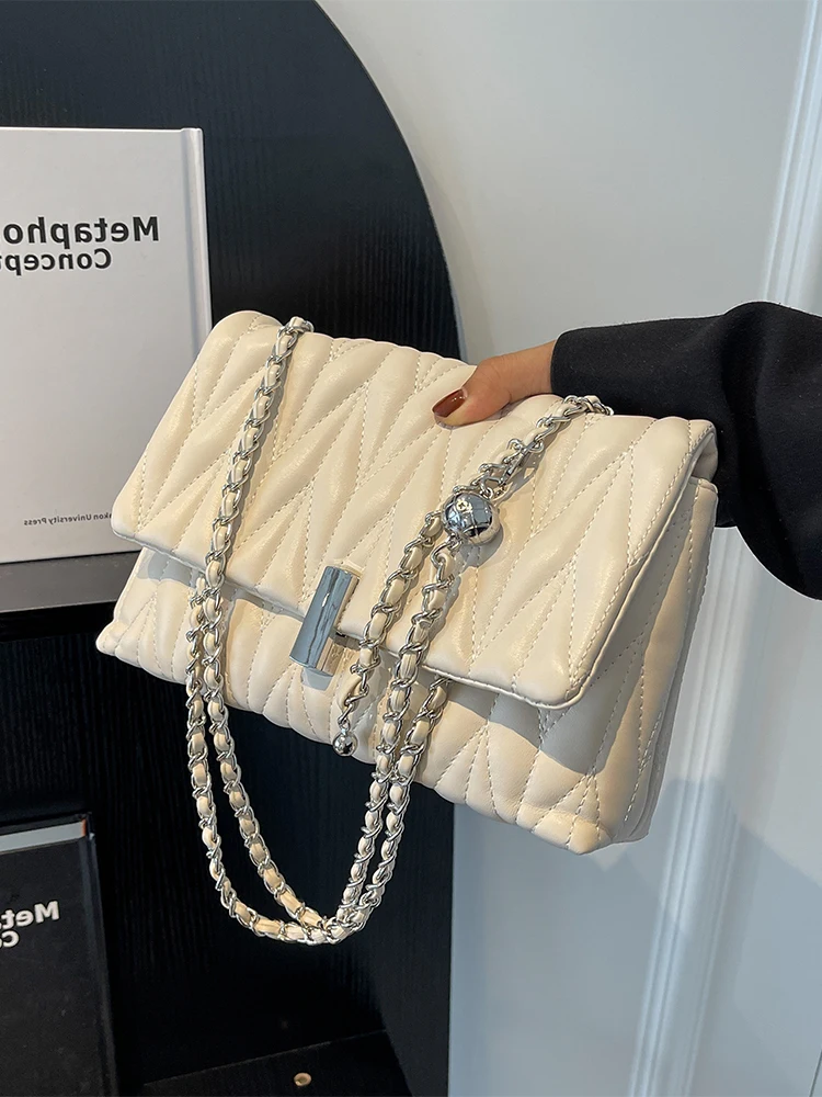 

PU Leather Crossbody Bags Zipper New Fashion Shoulder Bag for Women Large Capacity Embroidery Thread Small Purse and Handbags