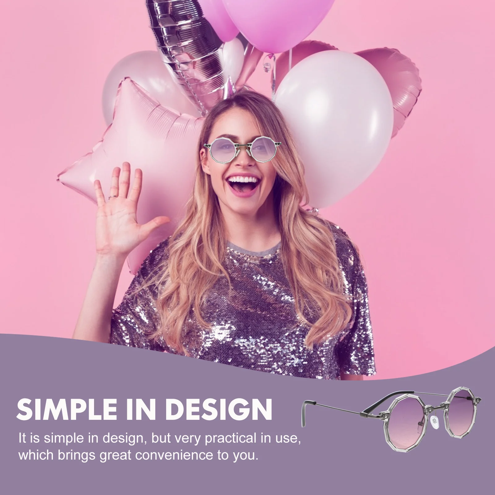 

Round Sunglasses Retro Rimless Polarized Stylish Women Beach Eyeglasses Fashion Party Props Lightweight Comfortable Practical