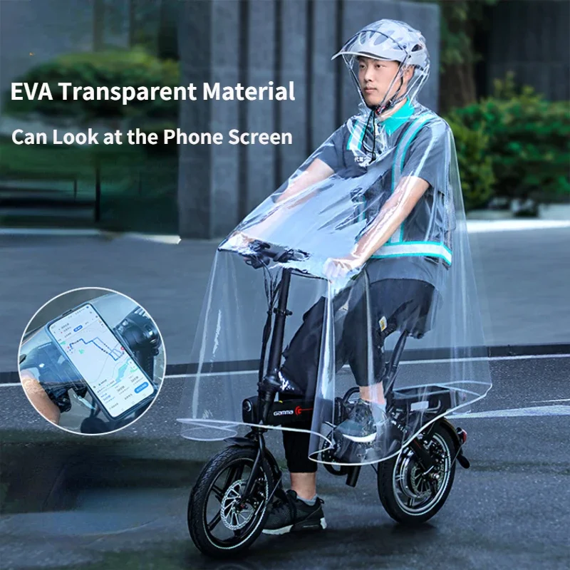 EVA Transparent Long Raincoat Cycling Rain Coat Single Rain Poncho Electric Vehicle Battery Car Reflective Poncho Rainwear