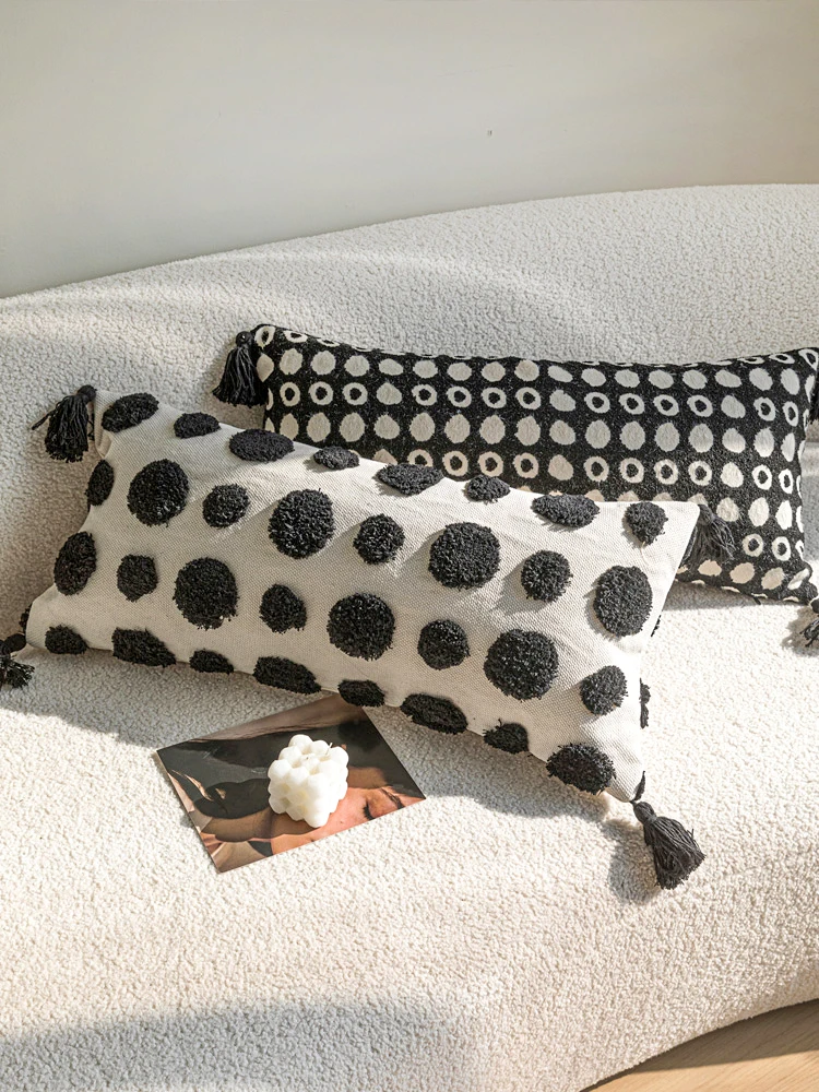 

Простая черно-белая прямоугольная подушка для дивана, подушка для спинки кушетки в гостиной, длинная подушка для кровати, подушка для демонстрационной комнаты в гостинице