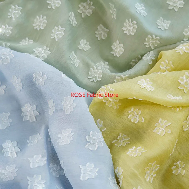 

Flower embroidery Jacquard Chiffon Fabric Soft breathable Fabric For Shirt, Children Dress, Wedding Dress, DIY Sewing,