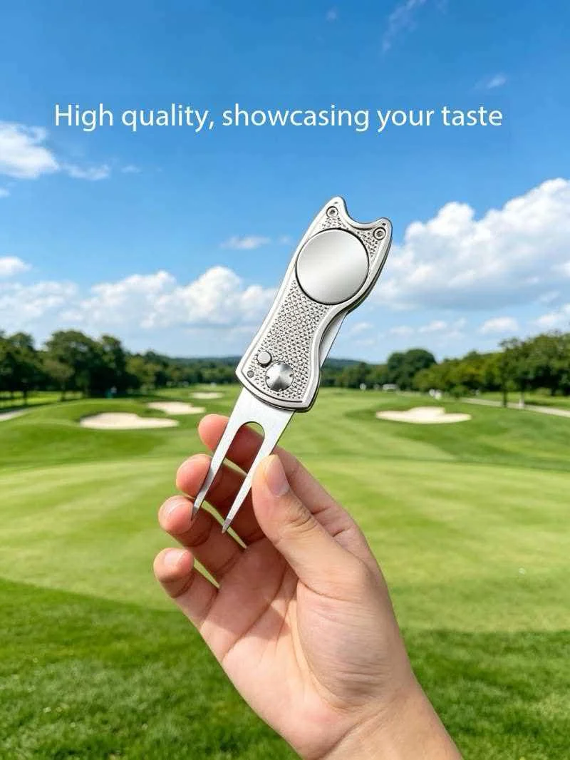 Golf Fork Folding Metal Aluminum Handle Spring Ball Fork Tool Lawn Trimming Accessories view 2