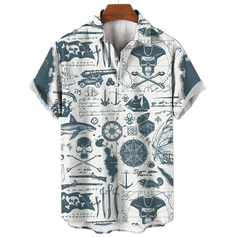 Vintage Shirt For Men 3d Map Printed Short Sleeve Male Shirt Lapel Button Men's Clothing Casual Fashion Tops Oversized Tshirt