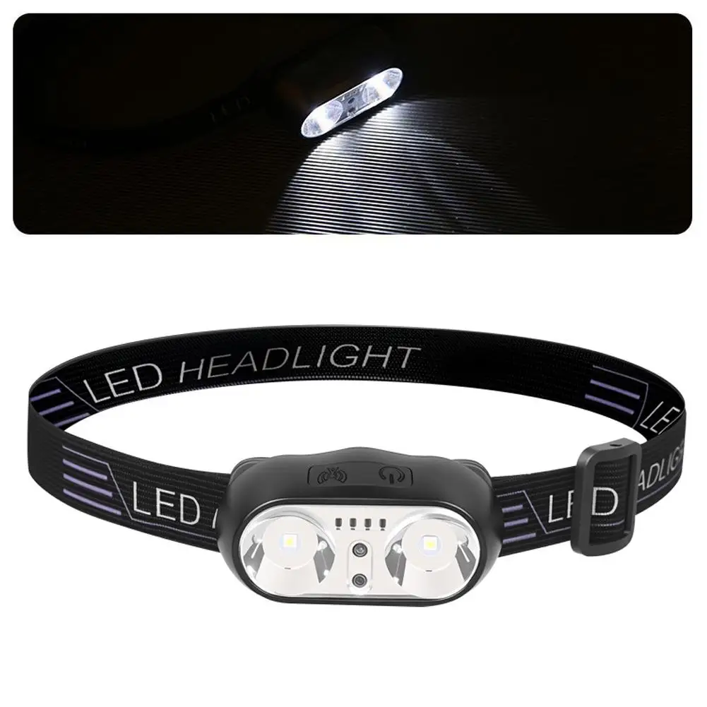 強力な光ヘッドランプミニ Led 夜釣り強力なヘッド LED ヘッドランプ防水ポータブル屋外ランプセンサーキャンプに F3Z3