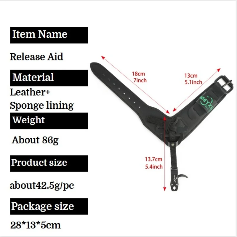 Archery Compound Bow Release Aid Adjustable Strap Automatic Jaw Close Leather Durable for Bow Shooting Hunting Training Target - view 5