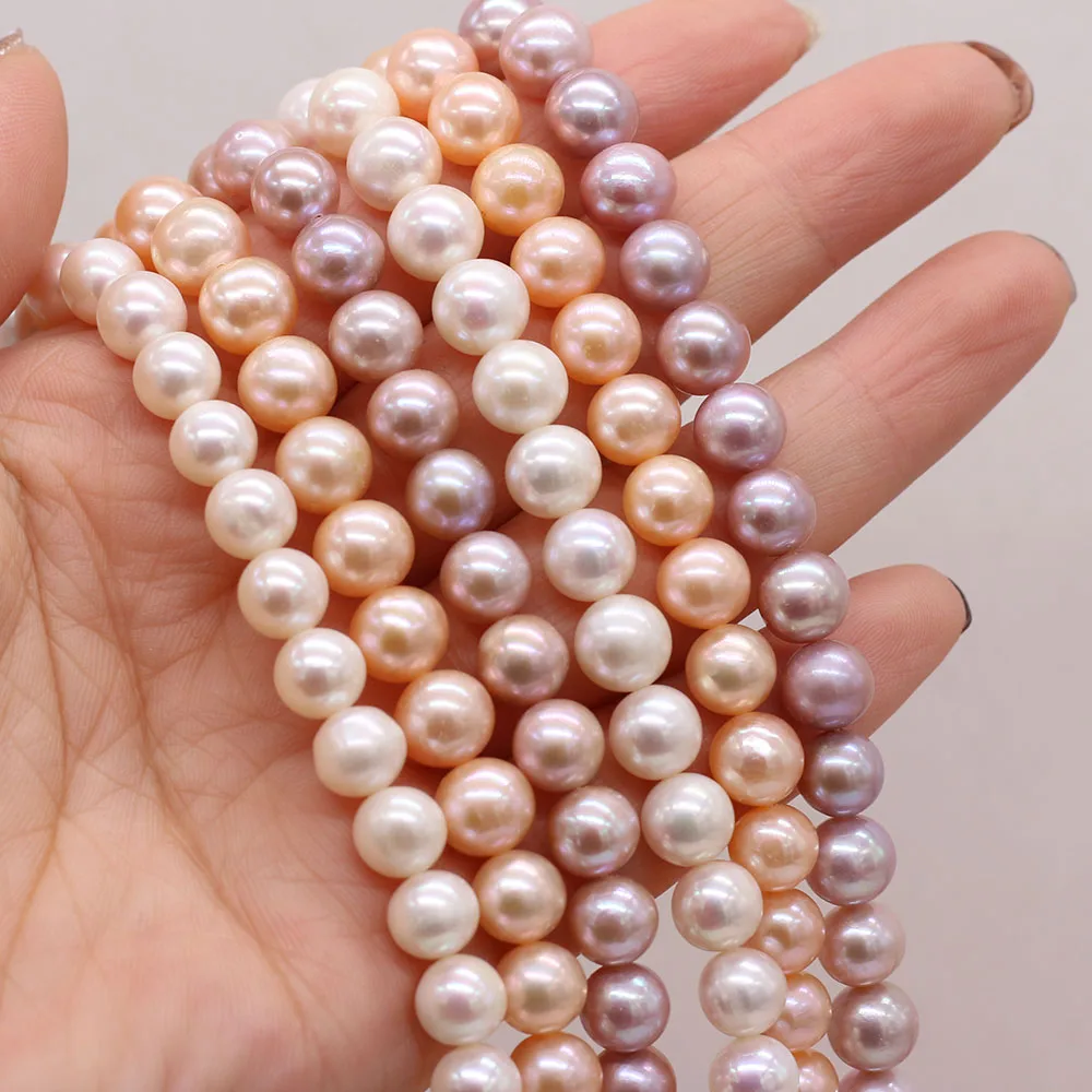 

8-9mm AAA High Quality Natural Freshwater Pearls White Pink Purple Near Round Beads for Jewelry Making DIY Necklace Accessories