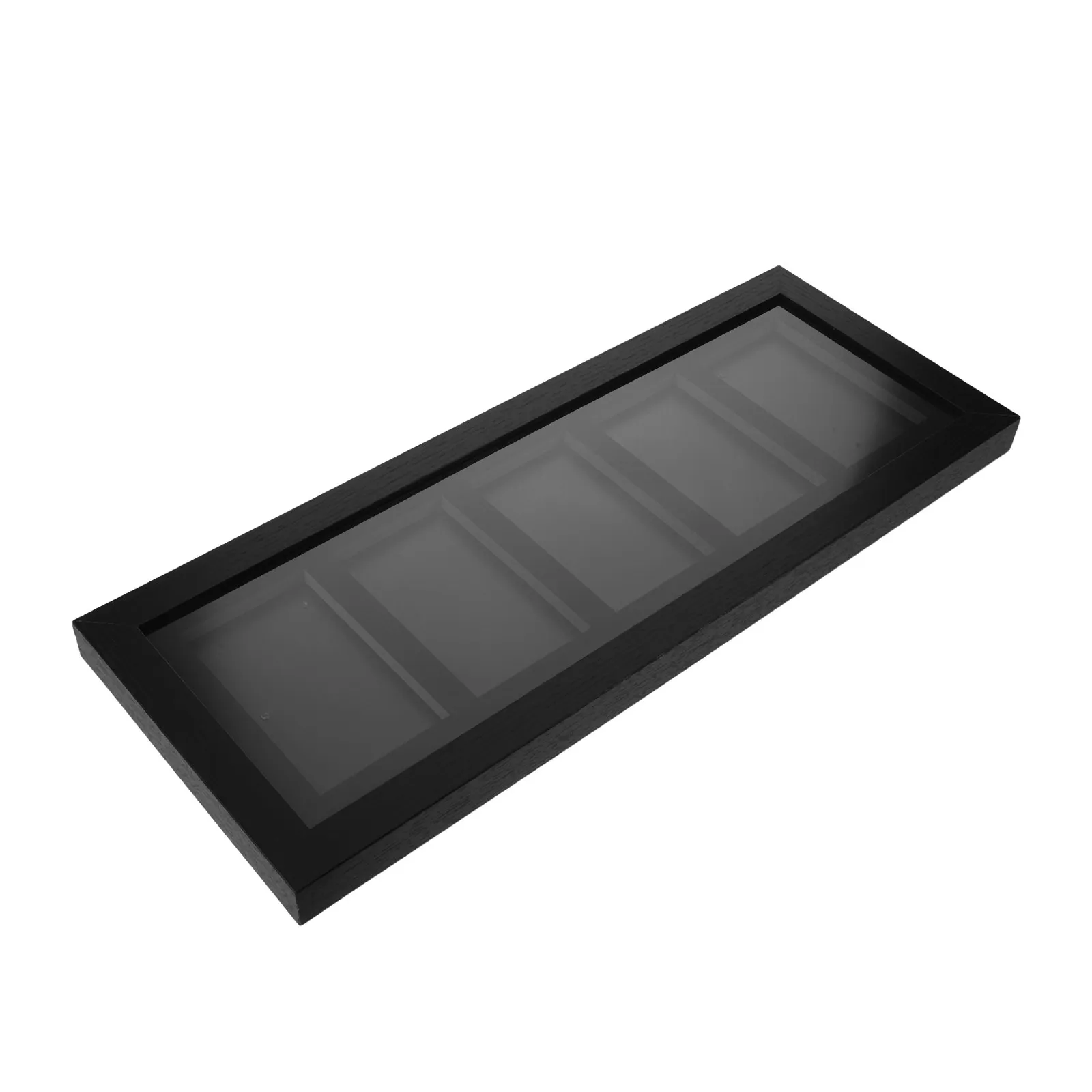 

Рамка-витрина для коллекционных карт, 5 ячеек, настенная, черная, 20x7.6x1.2 дюйма, для игровых карт, бейсбольных карт, спортивных коллекций, держатель для карт PSA