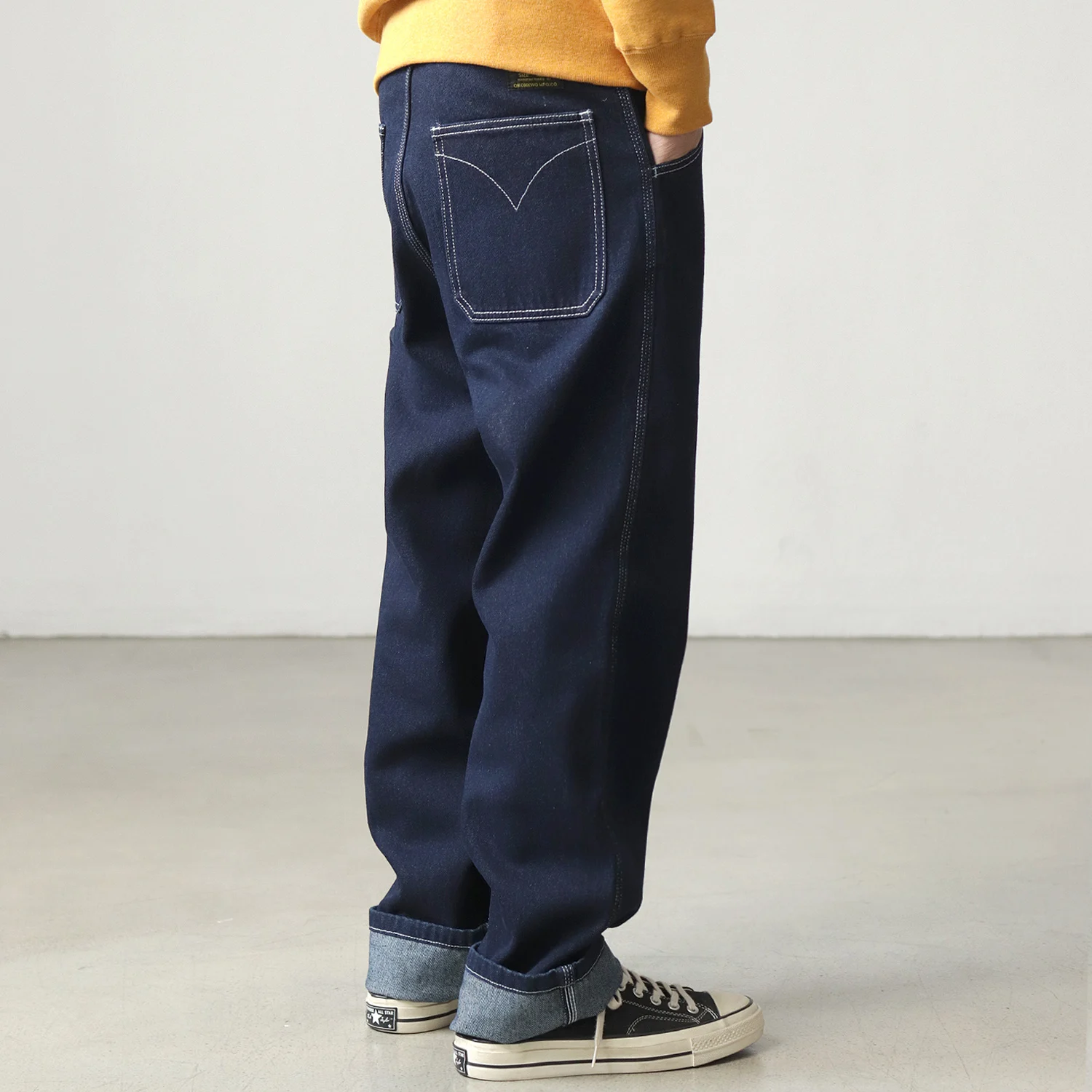 2025 primavera novo americano retro pesado denim listrado carga jeans masculino simples 100% algodão lavado solto casual calças retas