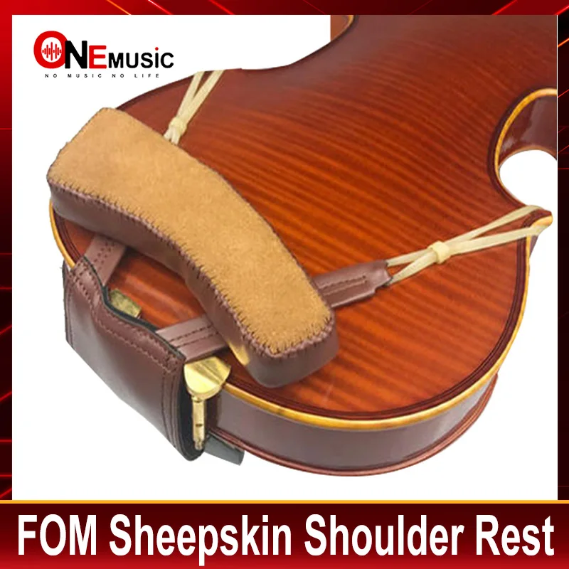 FOM Sheepskin Violin Shoulder Rest for 1/4 1/2 & 3/4 Beautiful Leather Chinrest Padded Chin Shoulder Fiddle Partners