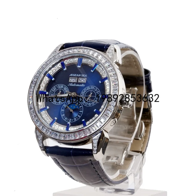 LYY automatic diamond-encrusted leather strap temperament light luxury high-end men's watch king waterproof luminous machine