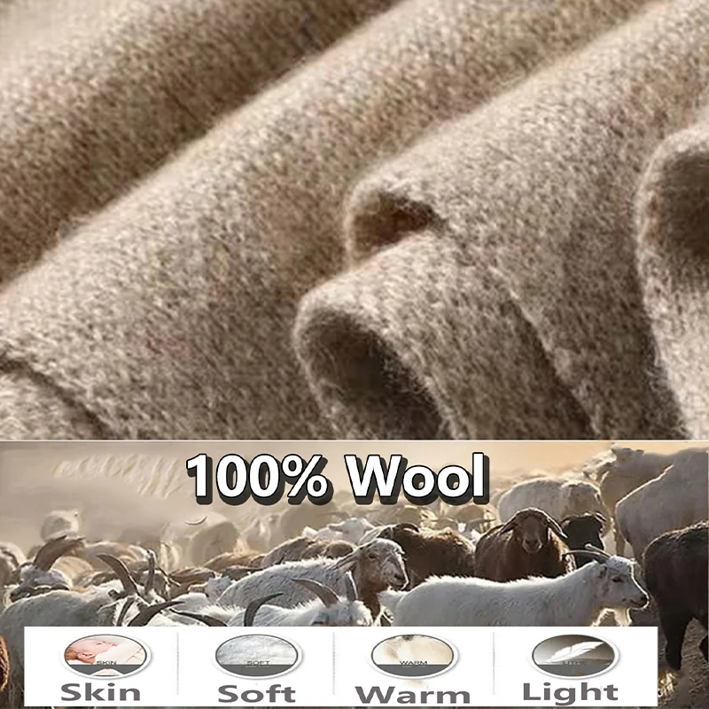 100% Merio Wool Knitted Scarf Shalws Soft Warm Cashmere Cardigan Cloak Wraps Shoulder Neck Protect Dual Use Pashmina Scarves