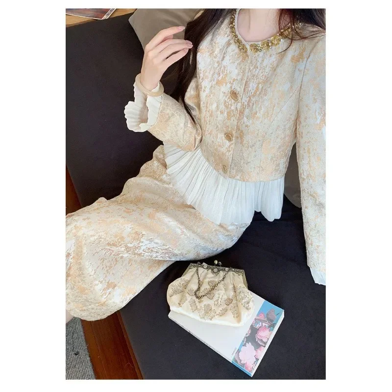 2026 New Spring Autumn New Chinese-style High-end Coat Skirt Temperament Commutingbelly Cover Set Female G0168 [Two-piece Set]