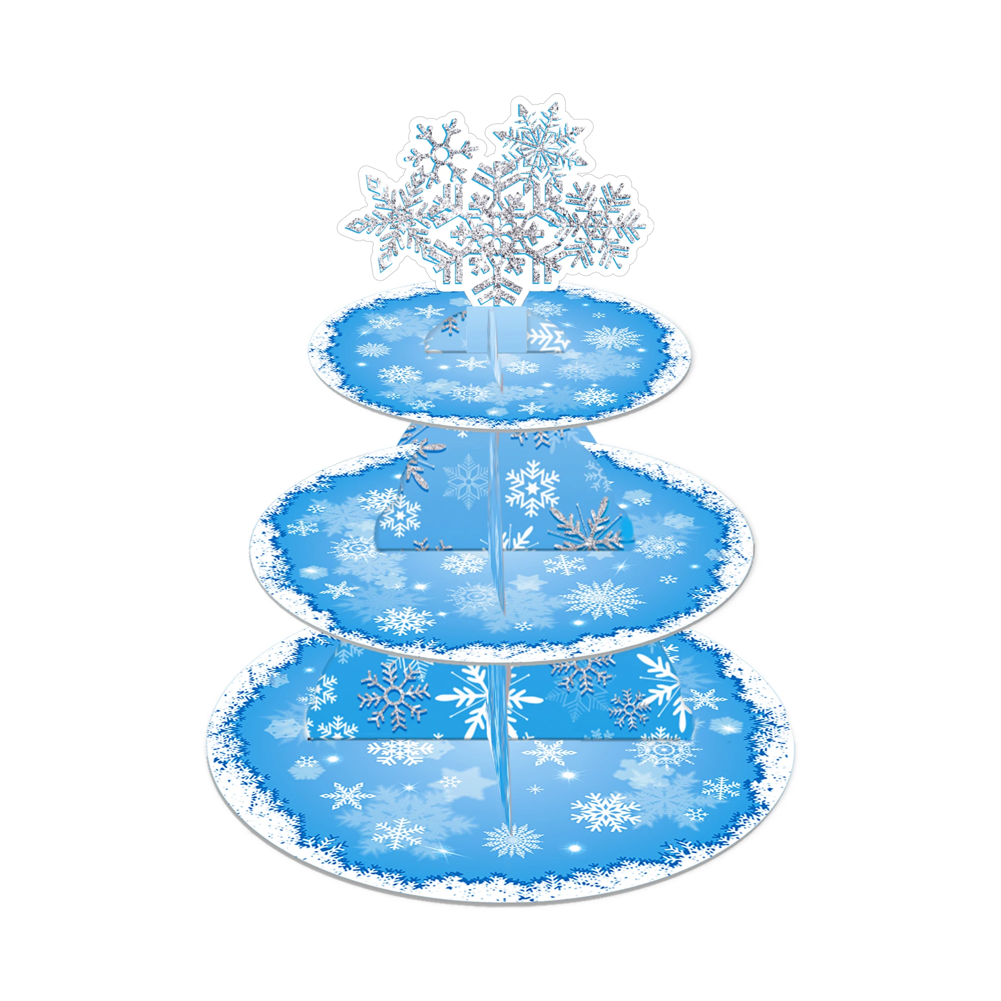 3-stufiger blauer Schneeflocke – Cupcake Stand Tier Bewertung und Preis