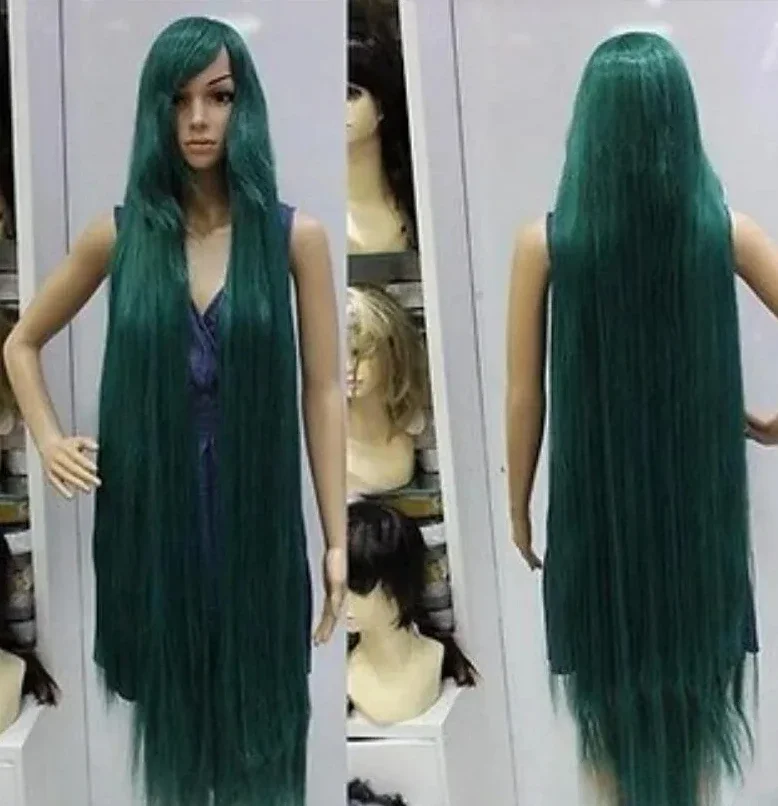 

150cm dark green mixed long straight cosplay Wig