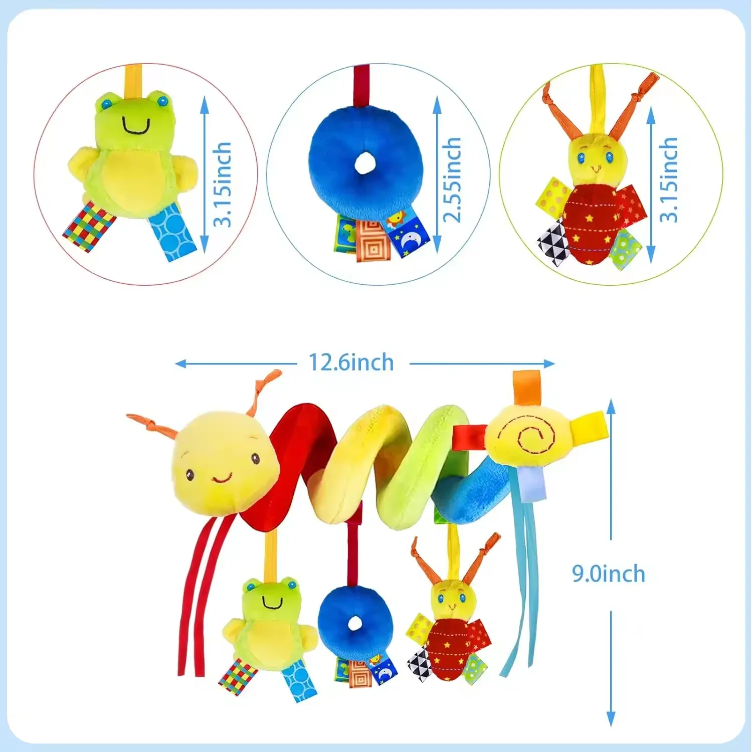 Baby Hanging Rattles Doll Colorful Spiral Cartoon Animal Bed Bell Pendant Toddler Mobiles Activity Educational Toy Newborn Gift