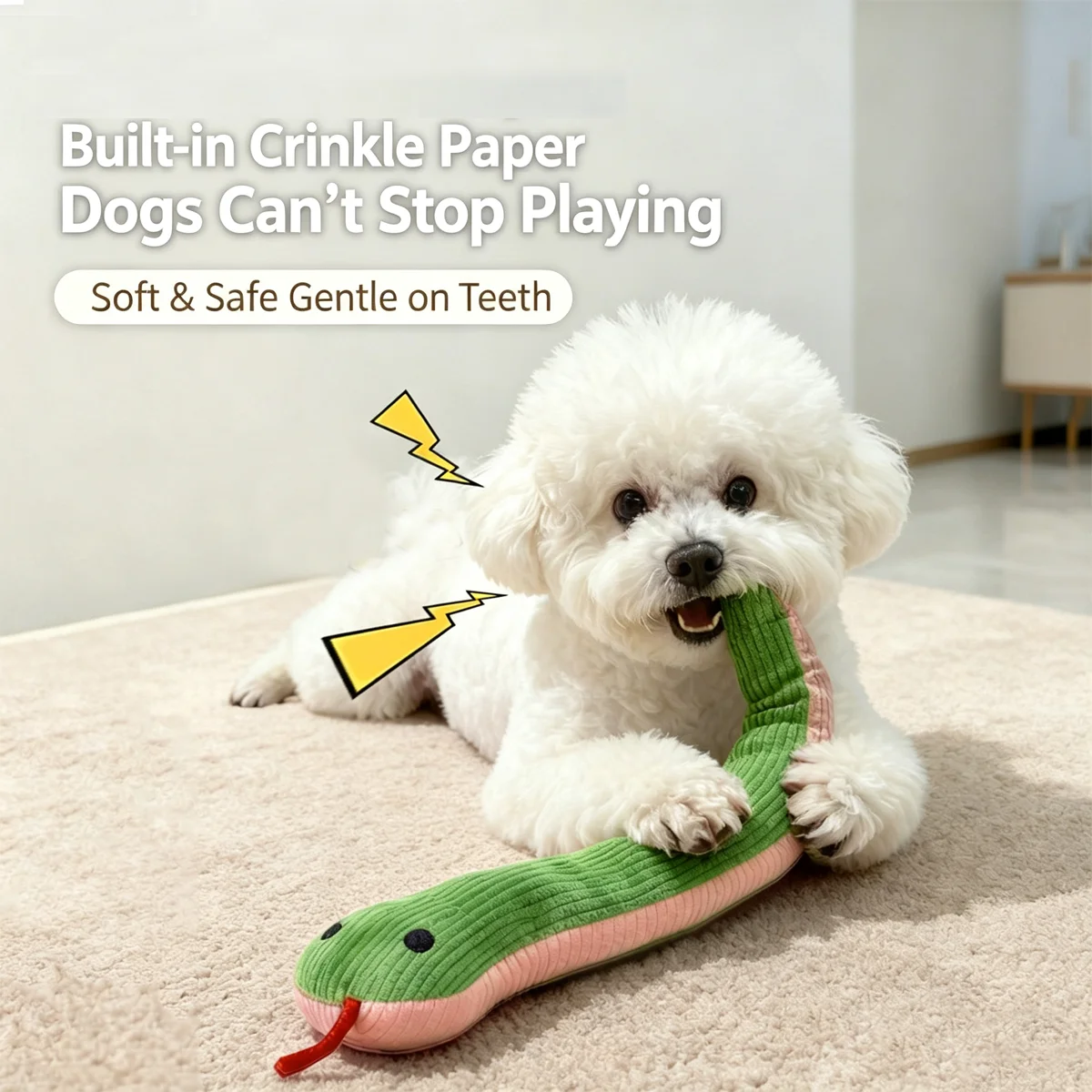 Pet Sound-Making Paper Toys Soft Plush For Teeth Grinding Interactive Chewing Simulation SnakeToyCats&DogsRelieve Stress Boredom
