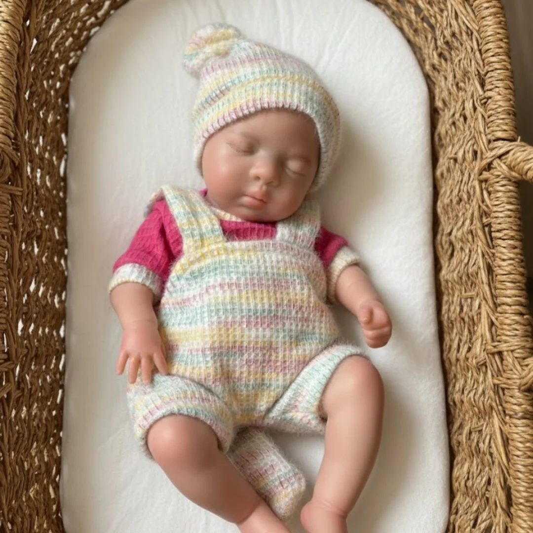 2 Zestawy Ubranek/13-calowa Lalka Reborn z Otwartymi Ustami Luna Soft Bebe Reborn z Silikonu, Dziewczynka z Malowaną Skórą, Ręcznie Robione Lalki Reborn z Silikonu