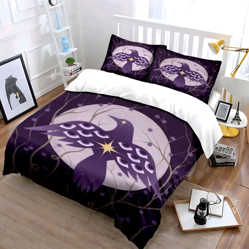 Mystical Bird Art Decor Set Soft Comfortable Duvet Cover Bedding Set Included 1*Duvet Cover & 2*Pillowcases, gift
