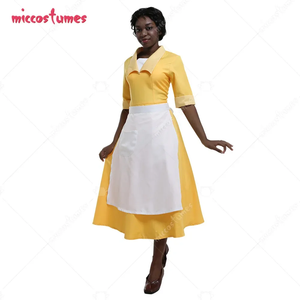 

Miccostumes женское желтое платье официантки горничная косплей костюм Хэллоуин косплей костюм