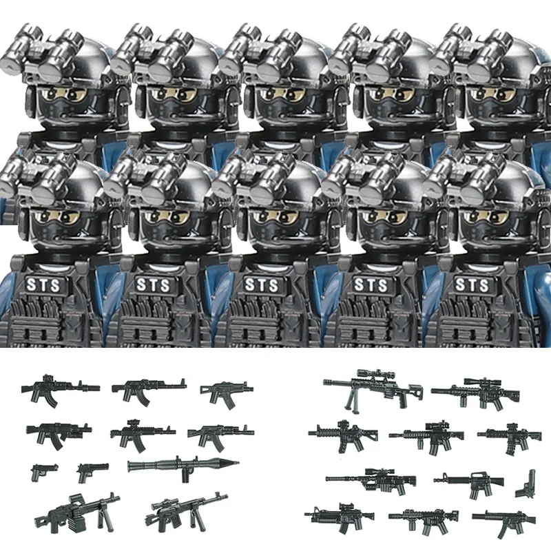 Militär Figuren Aufruf Polizei Soldat Bausteine Stadt Kommando Special Forces SWAT Waffen Weste Ziegel Kinder Spielzeug Geschenk
