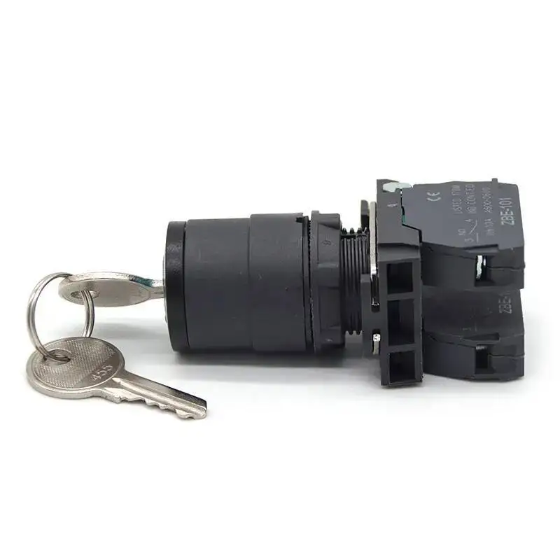 Draaiknopschakelaar XB5 Knop/sleutel Zilver Contact AD33 AG21 Twee/drie posities Keuzeschakelaar Zwart NO NC