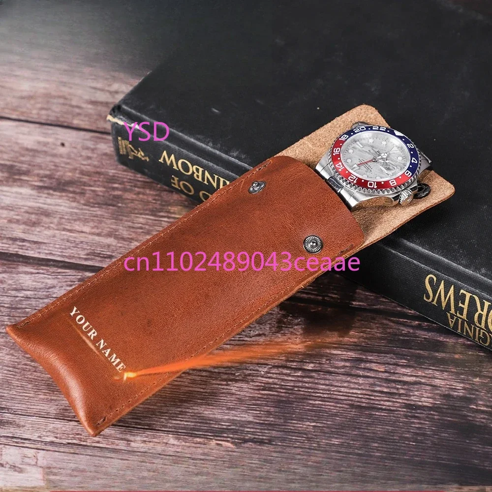 Genuine Cow Leather Single Watch Case Storage Bag For Men Watch Organizer Bags Travel Portable Pouch Holder