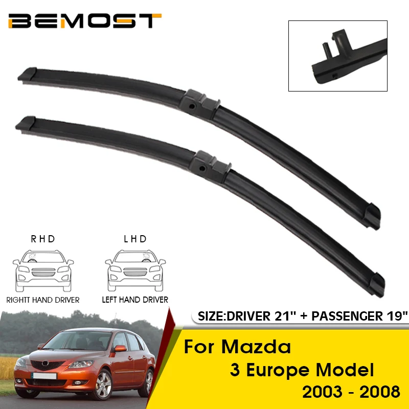 Car Wiper Blades For Mazda 3 Europe Model 2003-2008 Windshield Windscreen Front Window Blades 21