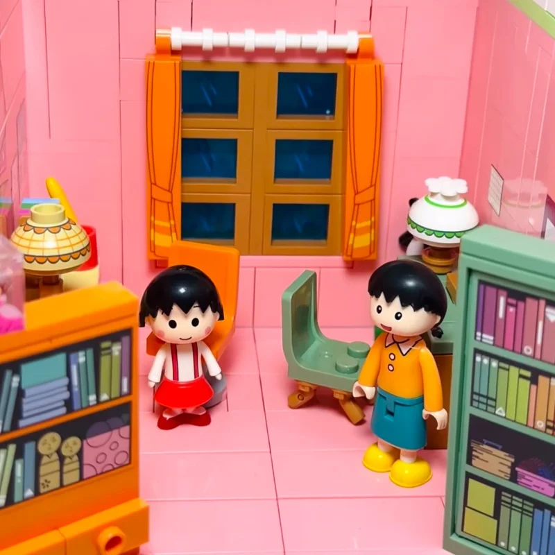New Wekki Chibi Maruko-chan's Home Building Blocks Maruko's Living Room and School Models Assembling Toy Decorations Gifts
