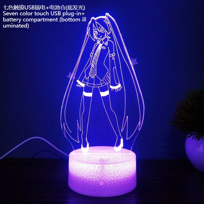 初音ミク夜間照明寝室装飾ライト学生寮飾り七色変化アニメギフト