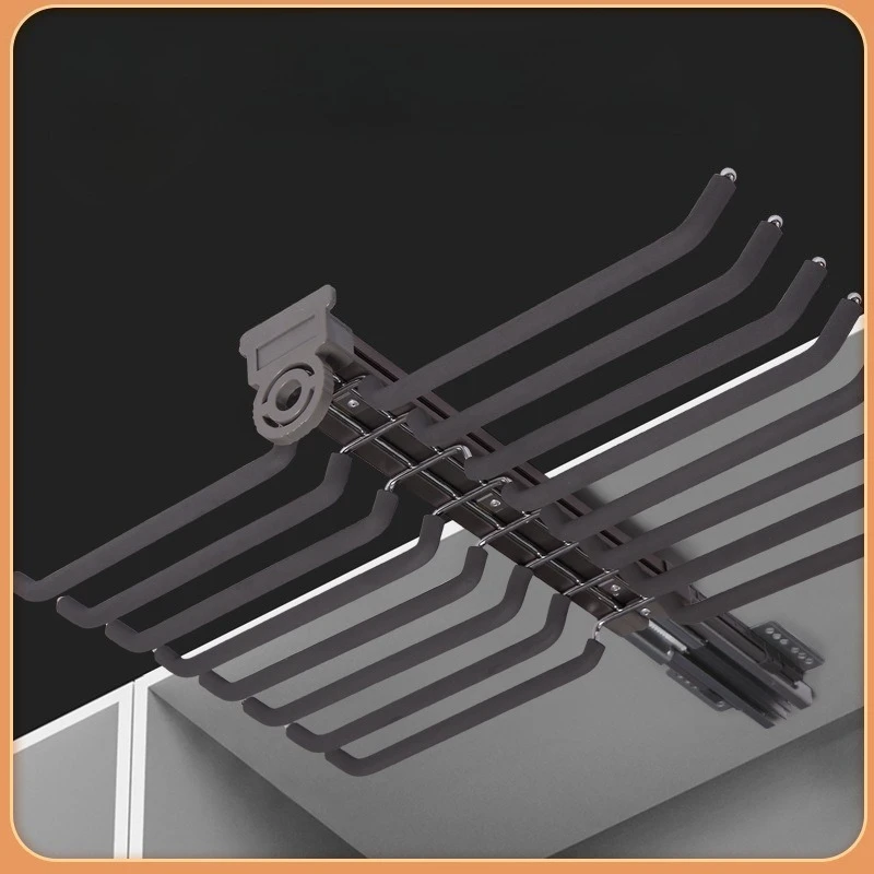 

Cabinet pull-out trouser rack double row storage pants wardrobe top mounted double row resistance