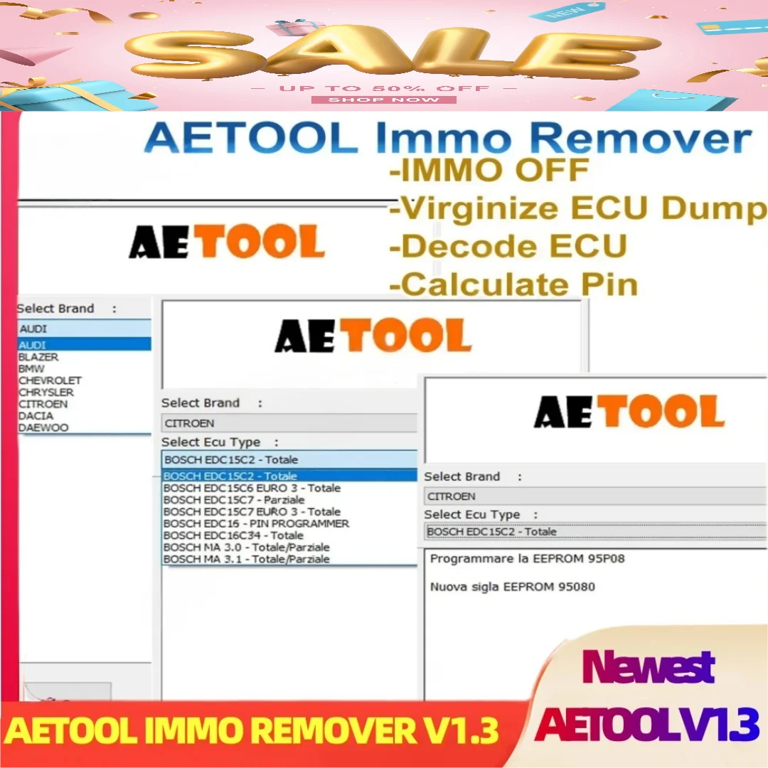 

2025 HOT AETOOL v1.3 ECU decoding Immo Eeprom Off AETOOL IMMO REMOVER V1.3 ECU Dump Decode ECU Calculate PIN Virgin/IMMO Remover