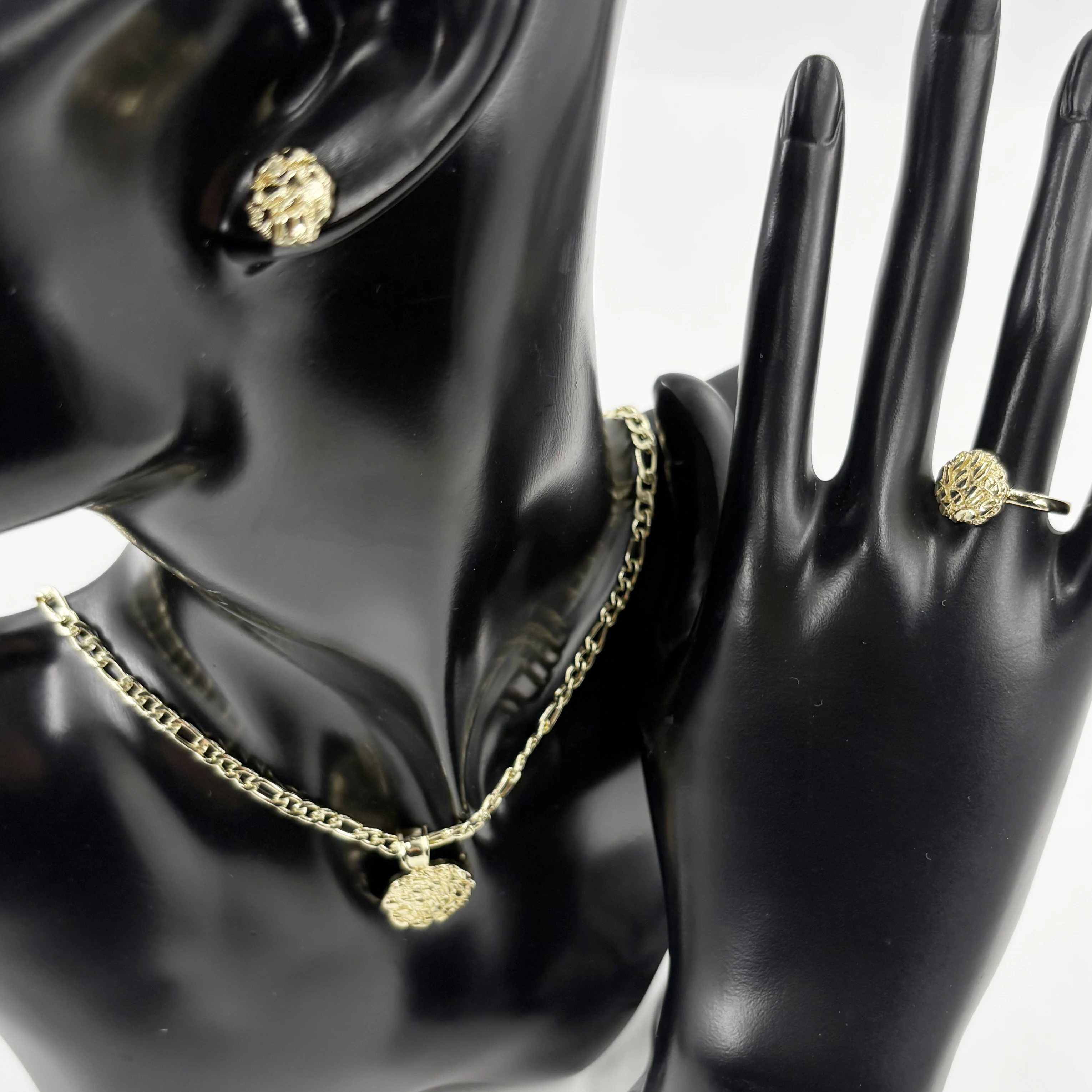 

Nugget earrings coin pendant round flower ring hip hop jewelry set punk us street culture chain for men and womenm unisex