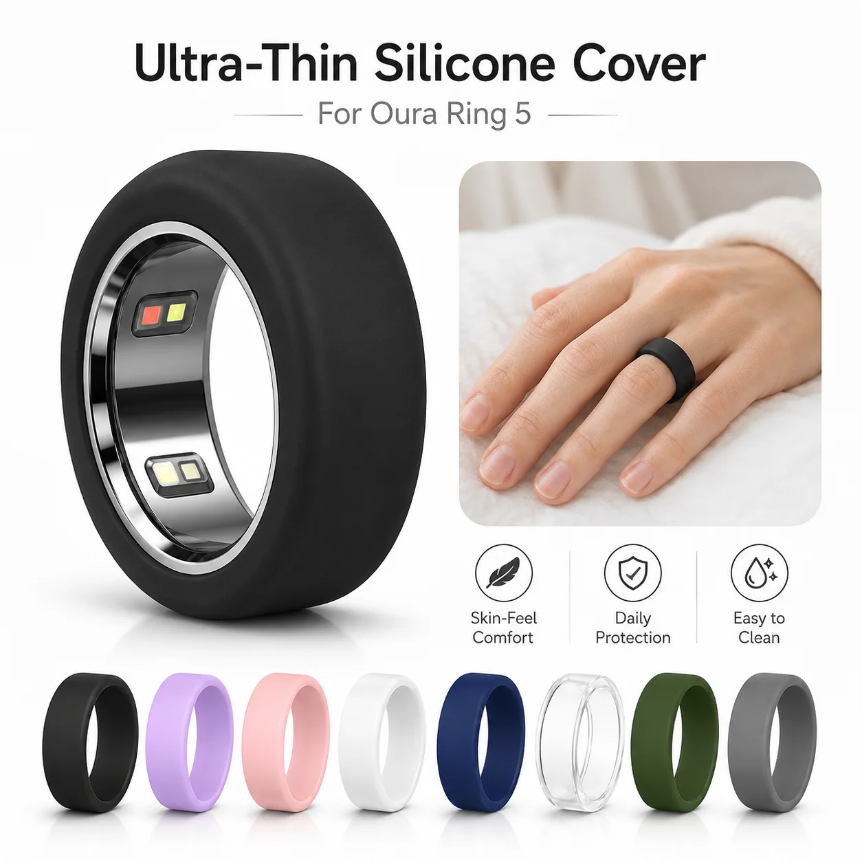 For Oura Ring 5 Silicone Protective Case Ultra Thin 0 4mm Skin Friendly Soft Smart Ring Cover Anti Scratch Shockproof Daily Wear