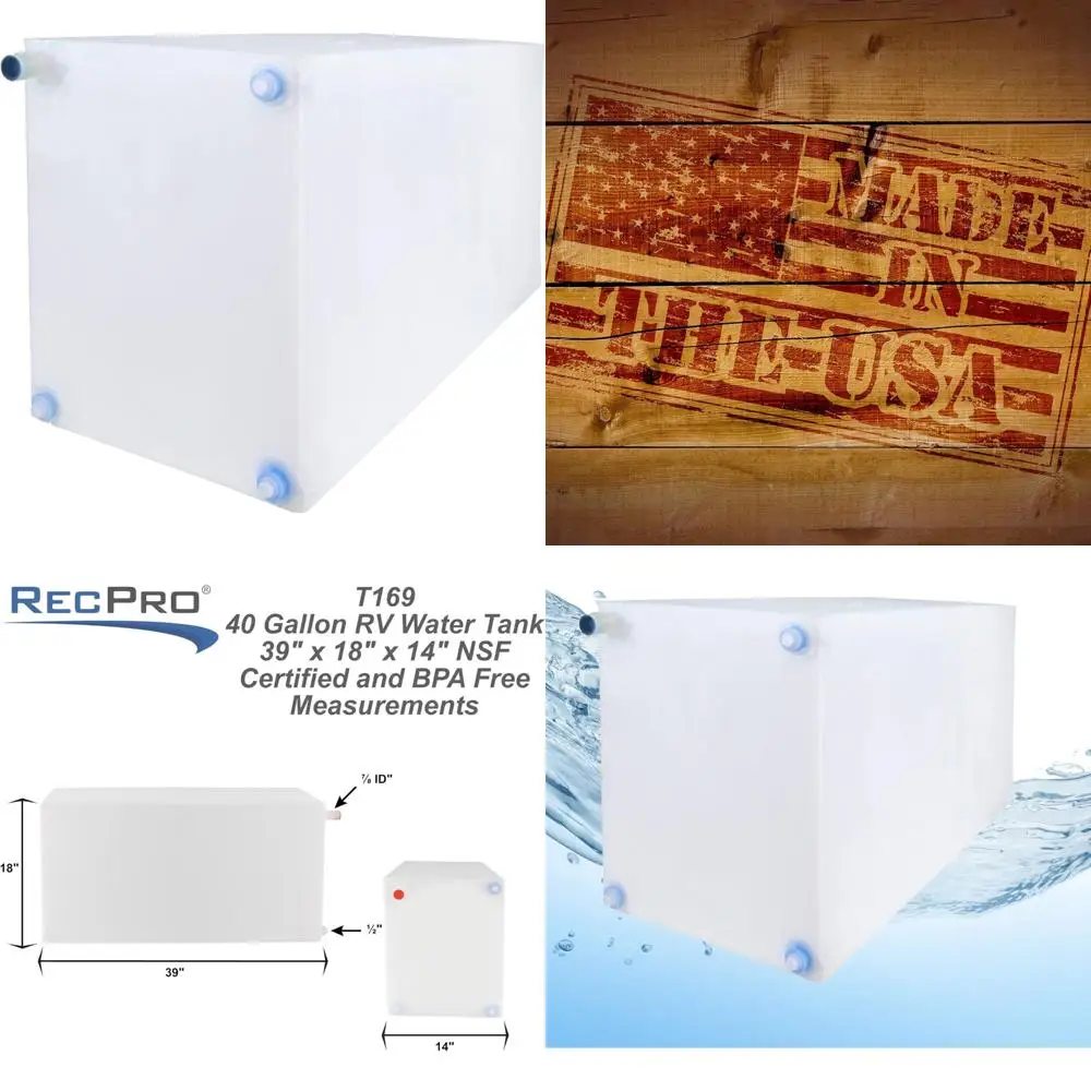 Tanque de agua potable de 42 galones: almacenamiento de agua dulce para vehículos recreativos |   Hecho en EE. UU. |   Contenedor de plástico potable